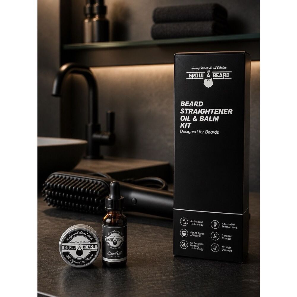 Grow A Beard Straightener Oil & Balm Kit